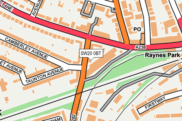 SW20 0BT map - OS OpenMap – Local (Ordnance Survey) SW20 0BT map - OS OpenMap – Local (Ordnance Survey)