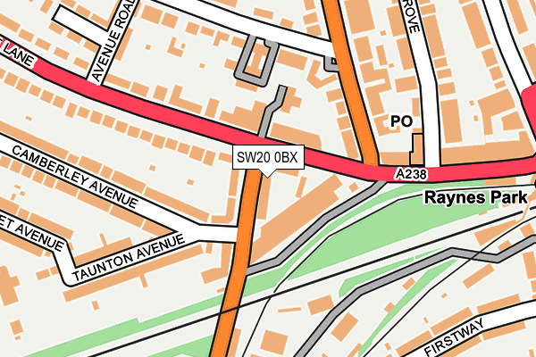 SW20 0BX map - OS OpenMap – Local (Ordnance Survey) SW20 0BX map - OS OpenMap – Local (Ordnance Survey)