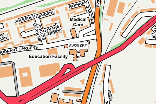 SW20 0BZ map - OS OpenMap – Local (Ordnance Survey) SW20 0BZ map - OS OpenMap – Local (Ordnance Survey)