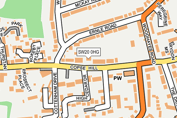 SW20 0HG map - OS OpenMap – Local (Ordnance Survey) SW20 0HG map - OS OpenMap – Local (Ordnance Survey)