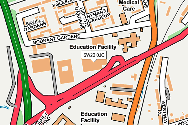 SW20 0JQ map - OS OpenMap – Local (Ordnance Survey) SW20 0JQ map - OS OpenMap – Local (Ordnance Survey)