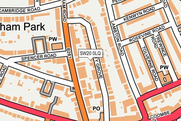 SW20 0LQ map - OS OpenMap – Local (Ordnance Survey) SW20 0LQ map - OS OpenMap – Local (Ordnance Survey)