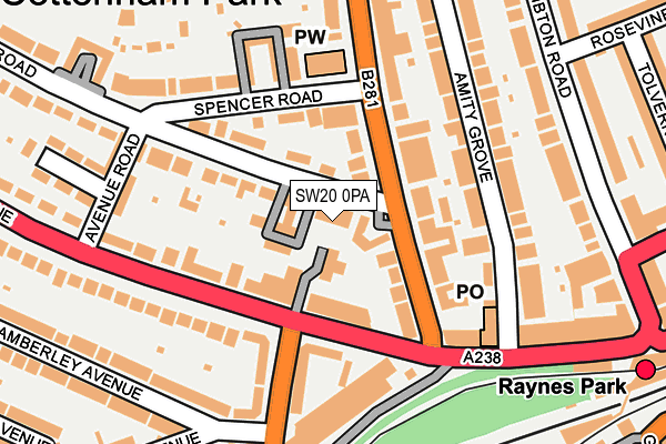 SW20 0PA map - OS OpenMap – Local (Ordnance Survey)