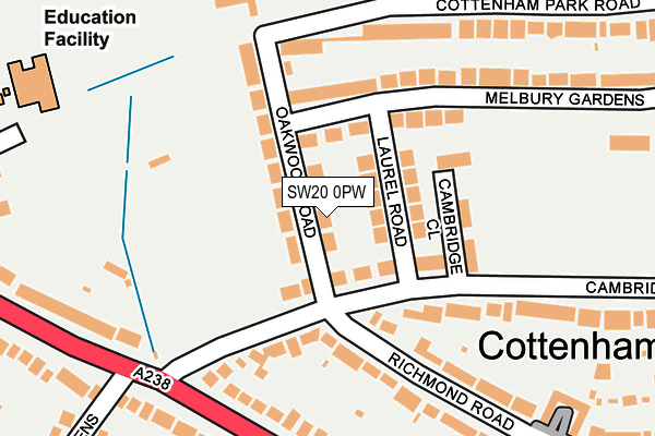SW20 0PW map - OS OpenMap – Local (Ordnance Survey) SW20 0PW map - OS OpenMap – Local (Ordnance Survey)