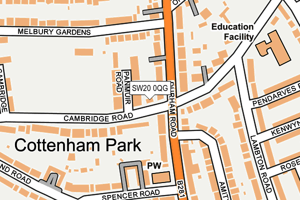 SW20 0QG map - OS OpenMap – Local (Ordnance Survey) SW20 0QG map - OS OpenMap – Local (Ordnance Survey)