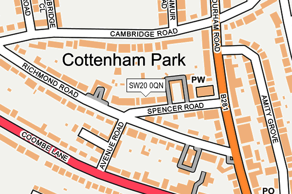SW20 0QN map - OS OpenMap – Local (Ordnance Survey) SW20 0QN map - OS OpenMap – Local (Ordnance Survey)