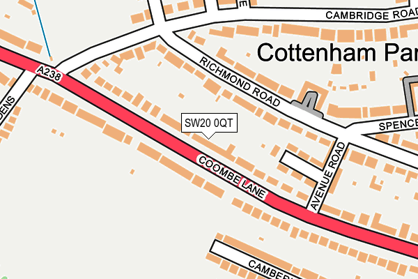 SW20 0QT map - OS OpenMap – Local (Ordnance Survey) SW20 0QT map - OS OpenMap – Local (Ordnance Survey)