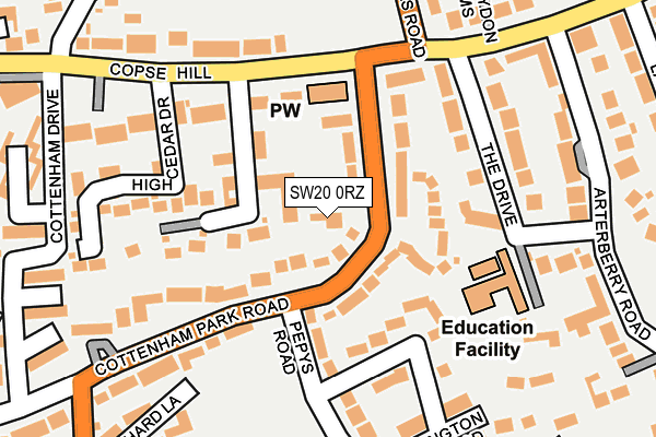 SW20 0RZ map - OS OpenMap – Local (Ordnance Survey) SW20 0RZ map - OS OpenMap – Local (Ordnance Survey)