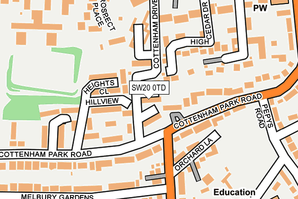 SW20 0TD map - OS OpenMap – Local (Ordnance Survey)