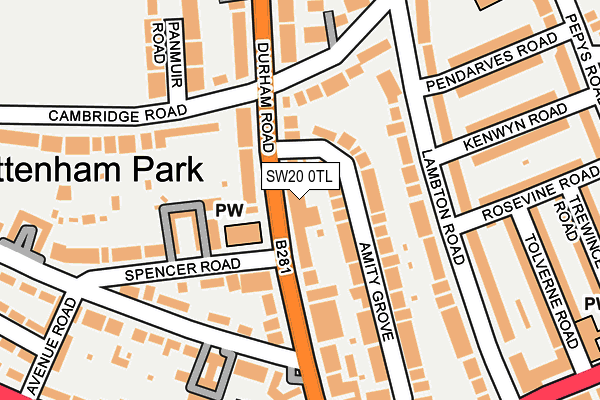 SW20 0TL map - OS OpenMap – Local (Ordnance Survey) SW20 0TL map - OS OpenMap – Local (Ordnance Survey)