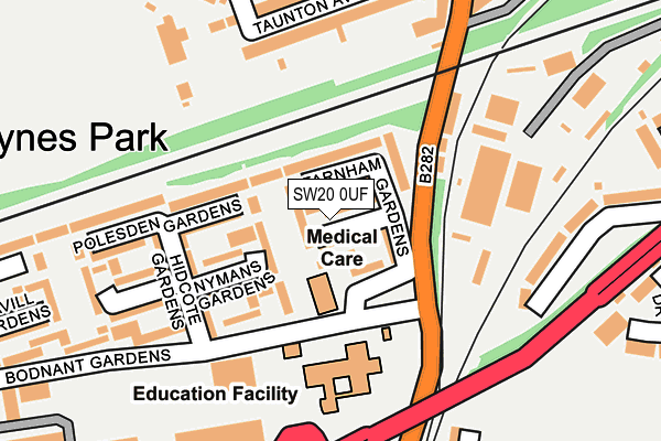 SW20 0UF map - OS OpenMap – Local (Ordnance Survey) SW20 0UF map - OS OpenMap – Local (Ordnance Survey)