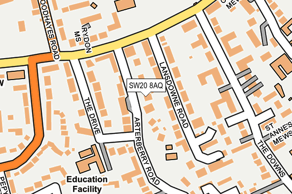 SW20 8AQ map - OS OpenMap – Local (Ordnance Survey) SW20 8AQ map - OS OpenMap – Local (Ordnance Survey)