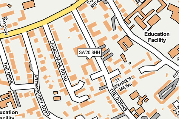 SW20 8HH map - OS OpenMap – Local (Ordnance Survey) SW20 8HH map - OS OpenMap – Local (Ordnance Survey)