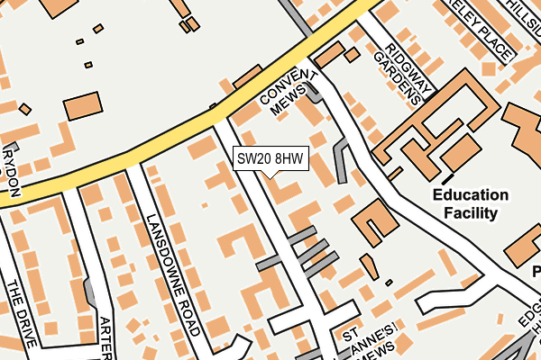 SW20 8HW map - OS OpenMap – Local (Ordnance Survey) SW20 8HW map - OS OpenMap – Local (Ordnance Survey)