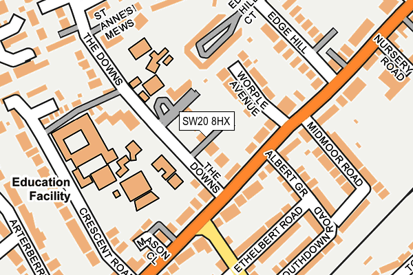 SW20 8HX map - OS OpenMap – Local (Ordnance Survey) SW20 8HX map - OS OpenMap – Local (Ordnance Survey)