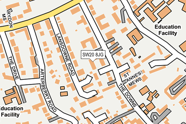 SW20 8JG map - OS OpenMap – Local (Ordnance Survey) SW20 8JG map - OS OpenMap – Local (Ordnance Survey)
