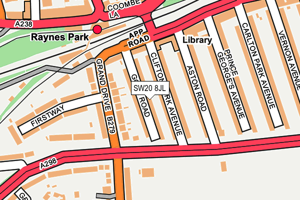 SW20 8JL map - OS OpenMap – Local (Ordnance Survey) SW20 8JL map - OS OpenMap – Local (Ordnance Survey)