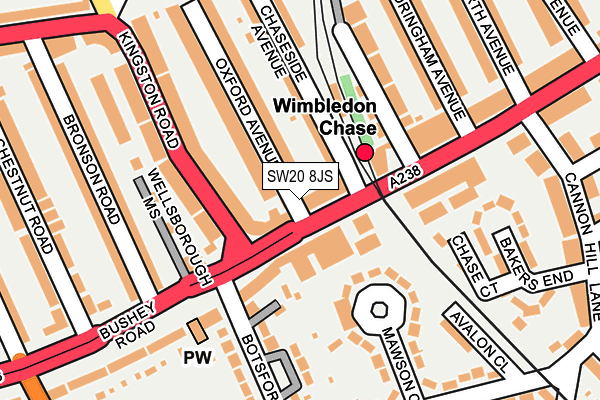 SW20 8JS map - OS OpenMap – Local (Ordnance Survey) SW20 8JS map - OS OpenMap – Local (Ordnance Survey)