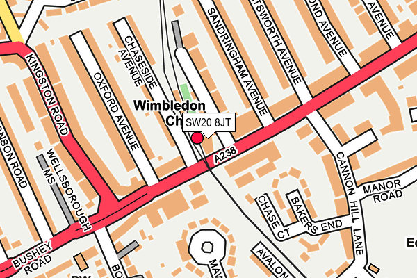 SW20 8JT map - OS OpenMap – Local (Ordnance Survey) SW20 8JT map - OS OpenMap – Local (Ordnance Survey)