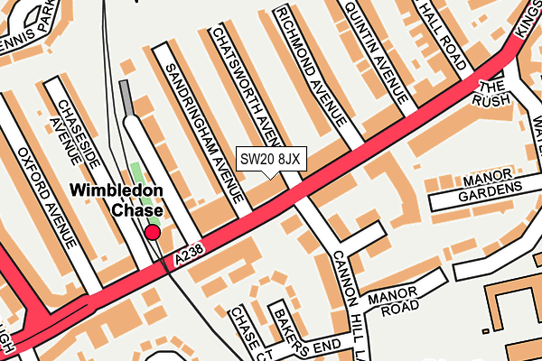 SW20 8JX map - OS OpenMap – Local (Ordnance Survey) SW20 8JX map - OS OpenMap – Local (Ordnance Survey)