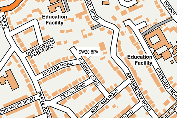 SW20 8PA map - OS OpenMap – Local (Ordnance Survey) SW20 8PA map - OS OpenMap – Local (Ordnance Survey)