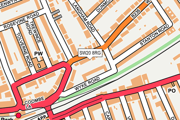 SW20 8RG map - OS OpenMap – Local (Ordnance Survey) SW20 8RG map - OS OpenMap – Local (Ordnance Survey)