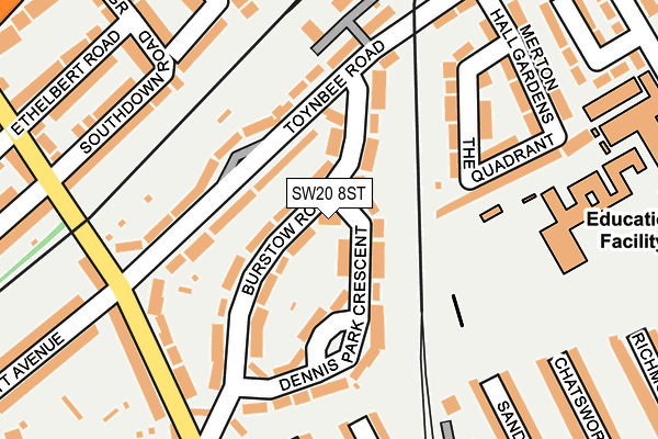 SW20 8ST map - OS OpenMap – Local (Ordnance Survey) SW20 8ST map - OS OpenMap – Local (Ordnance Survey)