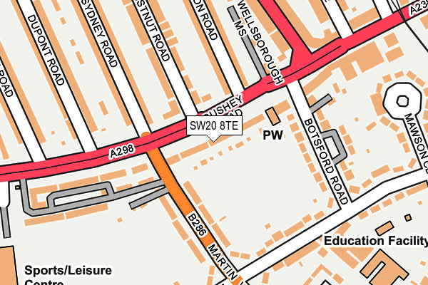 SW20 8TE map - OS OpenMap – Local (Ordnance Survey) SW20 8TE map - OS OpenMap – Local (Ordnance Survey)