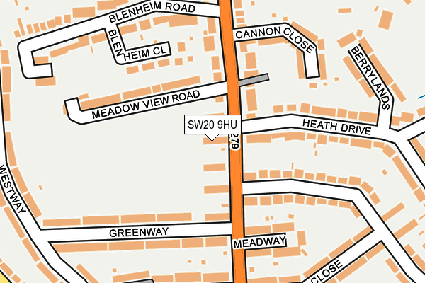 SW20 9HU map - OS OpenMap – Local (Ordnance Survey) SW20 9HU map - OS OpenMap – Local (Ordnance Survey)
