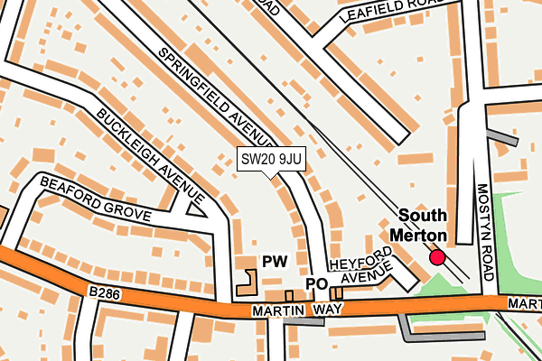 SW20 9JU map - OS OpenMap – Local (Ordnance Survey) SW20 9JU map - OS OpenMap – Local (Ordnance Survey)