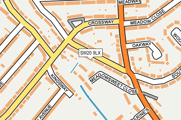 SW20 9LX map - OS OpenMap – Local (Ordnance Survey) SW20 9LX map - OS OpenMap – Local (Ordnance Survey)