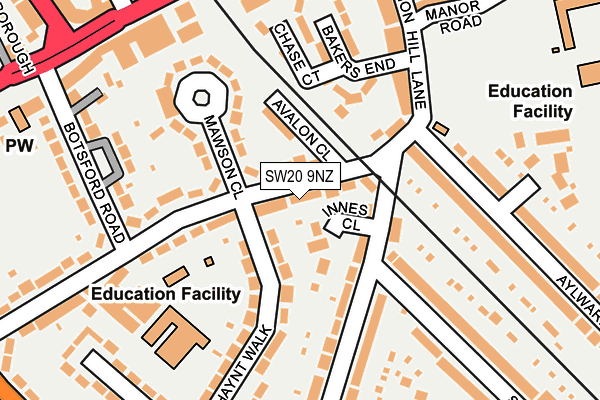 SW20 9NZ map - OS OpenMap – Local (Ordnance Survey) SW20 9NZ map - OS OpenMap – Local (Ordnance Survey)