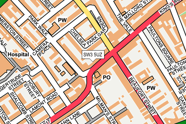 SW3 5UZ map - OS OpenMap – Local (Ordnance Survey) SW3 5UZ map - OS OpenMap – Local (Ordnance Survey)