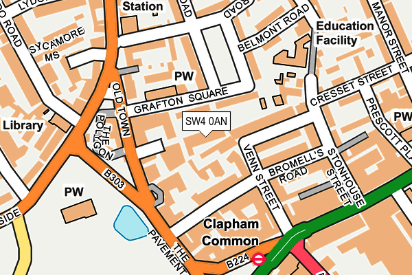 SW4 0AN map - OS OpenMap – Local (Ordnance Survey) SW4 0AN map - OS OpenMap – Local (Ordnance Survey)