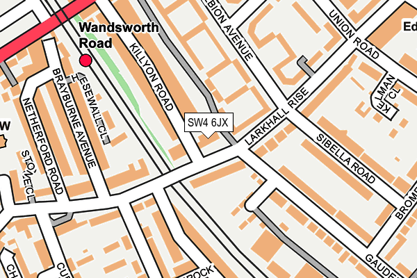 SW4 6JX map - OS OpenMap – Local (Ordnance Survey) SW4 6JX map - OS OpenMap – Local (Ordnance Survey)