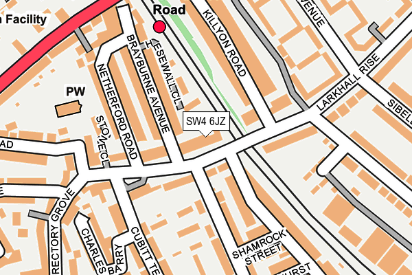 SW4 6JZ map - OS OpenMap – Local (Ordnance Survey) SW4 6JZ map - OS OpenMap – Local (Ordnance Survey)