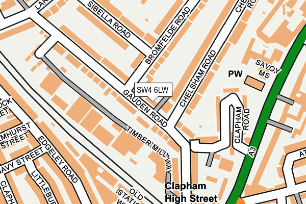 SW4 6LW map - OS OpenMap – Local (Ordnance Survey) SW4 6LW map - OS OpenMap – Local (Ordnance Survey)