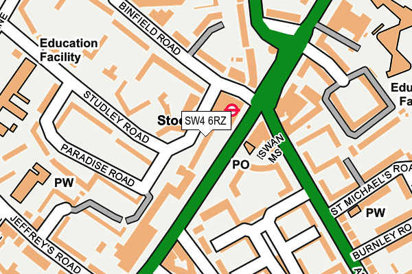 SW4 6RZ map - OS OpenMap – Local (Ordnance Survey) SW4 6RZ map - OS OpenMap – Local (Ordnance Survey)