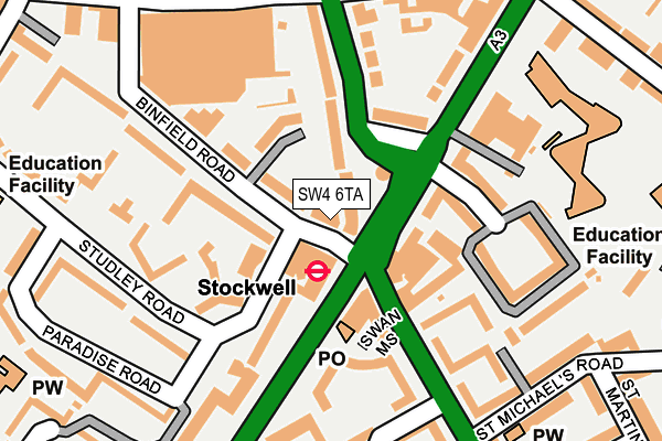 SW4 6TA map - OS OpenMap – Local (Ordnance Survey) SW4 6TA map - OS OpenMap – Local (Ordnance Survey)
