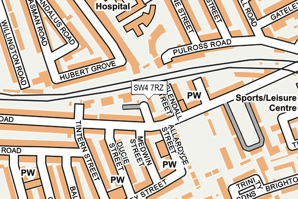 SW4 7RZ map - OS OpenMap – Local (Ordnance Survey) SW4 7RZ map - OS OpenMap – Local (Ordnance Survey)