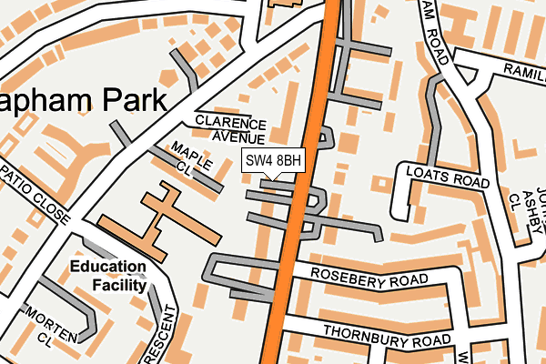 SW4 8BH map - OS OpenMap – Local (Ordnance Survey) SW4 8BH map - OS OpenMap – Local (Ordnance Survey)
