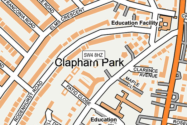SW4 8HZ map - OS OpenMap – Local (Ordnance Survey) SW4 8HZ map - OS OpenMap – Local (Ordnance Survey)