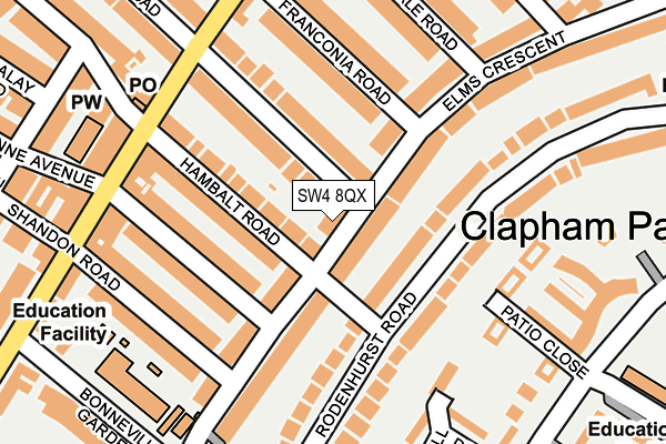 SW4 8QX map - OS OpenMap – Local (Ordnance Survey) SW4 8QX map - OS OpenMap – Local (Ordnance Survey)