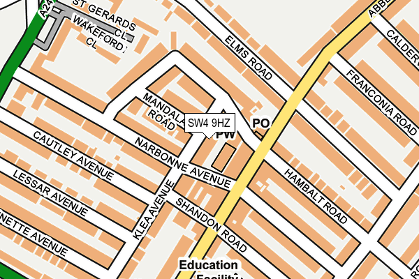 SW4 9HZ map - OS OpenMap – Local (Ordnance Survey) SW4 9HZ map - OS OpenMap – Local (Ordnance Survey)