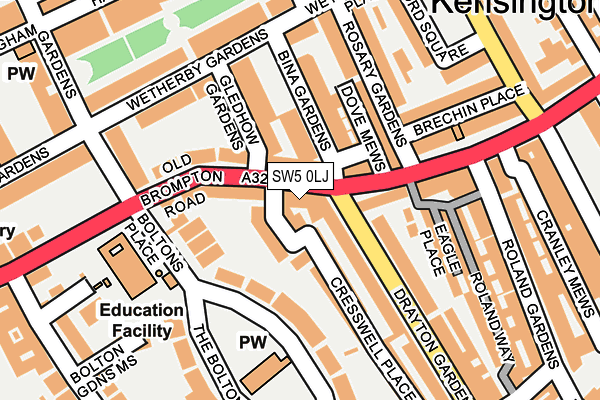SW5 0LJ map - OS OpenMap – Local (Ordnance Survey) SW5 0LJ map - OS OpenMap – Local (Ordnance Survey)