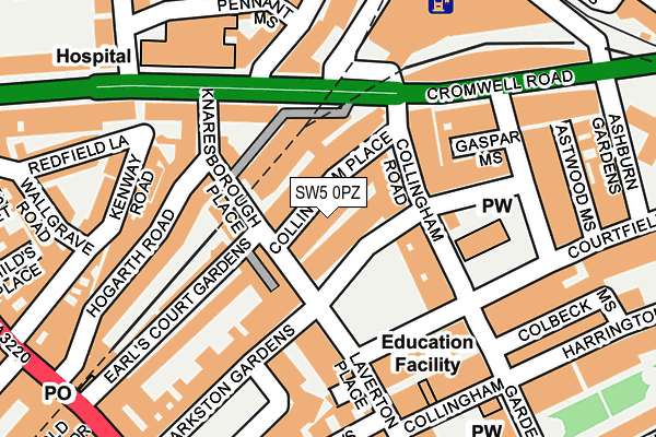 SW5 0PZ map - OS OpenMap – Local (Ordnance Survey) SW5 0PZ map - OS OpenMap – Local (Ordnance Survey)
