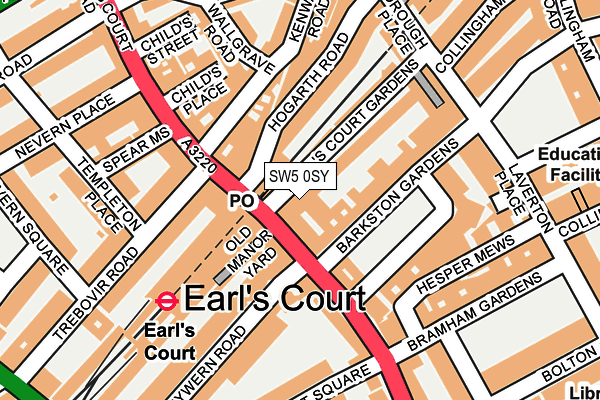 SW5 0SY map - OS OpenMap – Local (Ordnance Survey) SW5 0SY map - OS OpenMap – Local (Ordnance Survey)