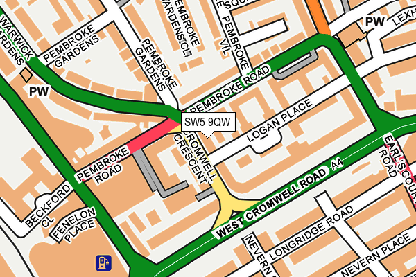 SW5 9QW map - OS OpenMap – Local (Ordnance Survey) SW5 9QW map - OS OpenMap – Local (Ordnance Survey)
