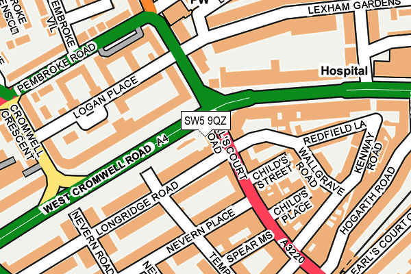SW5 9QZ map - OS OpenMap – Local (Ordnance Survey) SW5 9QZ map - OS OpenMap – Local (Ordnance Survey)