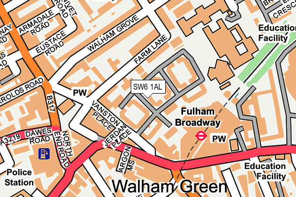 SW6 1AL map - OS OpenMap – Local (Ordnance Survey) SW6 1AL map - OS OpenMap – Local (Ordnance Survey)